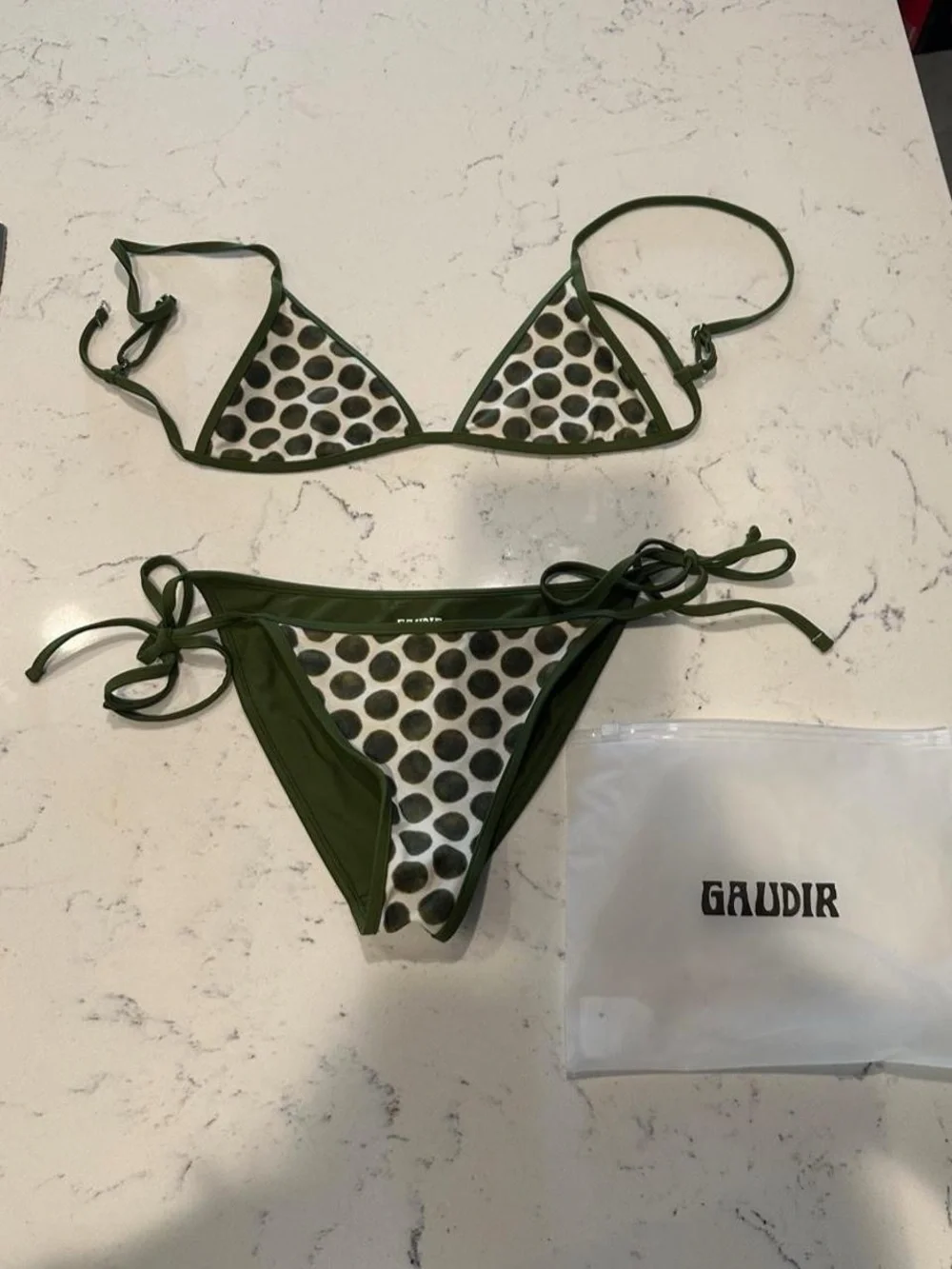 Gaudir Olive Green Polka Dot Triangle Bikini